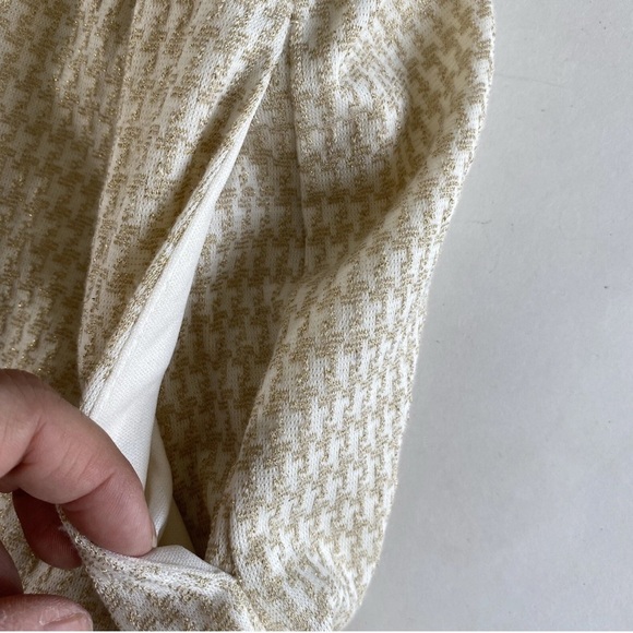 Draper James New Size L Cream Houndstooth Puff Sleeves Tiered Skater Mini Dress - Picture 7 of 13